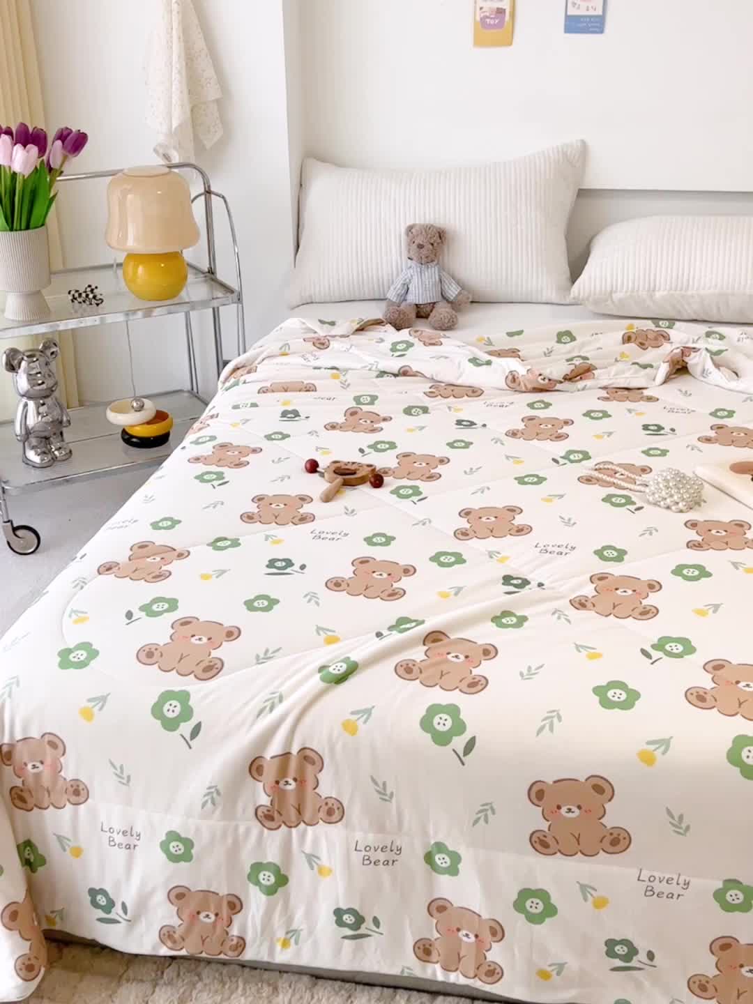 91家纺网 家纺一手货源 找家纺 乐童 2024新款A类针织夏被直播爆款花花熊