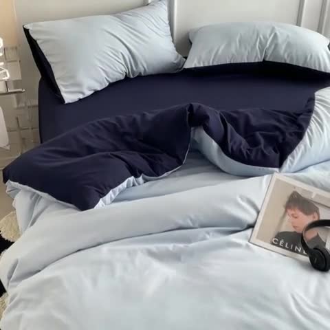 91家纺网 家纺一手货源 找家纺 （总）贝拉梦 2023新款105g简约风柔软磨毛亲肤棉双拼单被套