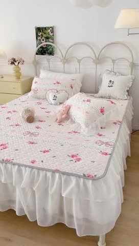 91家纺网 家纺一手货源 找家纺 昔可 2023新款第二批双层床裙乳胶三件套 芭蕾少女风 芭蕾玫瑰