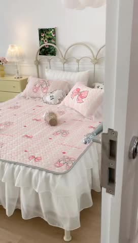 91家纺网 家纺一手货源 找家纺 昔可 2023新款第二批双层床裙乳胶三件套 芭蕾少女风 芭蕾舞鞋