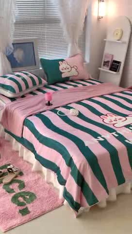 91家纺网 家纺一手货源 找家纺 昔可 大版数码印花凉感夏被 条纹兔