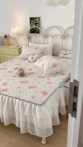 91家纺网 家纺一手货源 找家纺 （总）昔可 2023新款第二批双层床裙乳胶三件套 少女碎花风系列