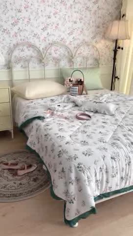 91家纺网 家纺一手货源 找家纺 昔可 复古蕾丝花边针织夏被 盛夏花园