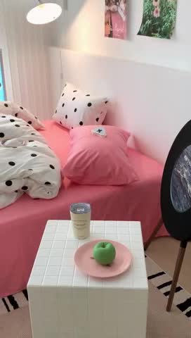 91家纺网 家纺一手货源 找家纺 昔可 纯色混搭拼色 波点甜心