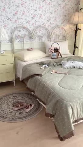 91家纺网 家纺一手货源 找家纺 昔可 复古蕾丝花边针织夏被 慵懒夏日