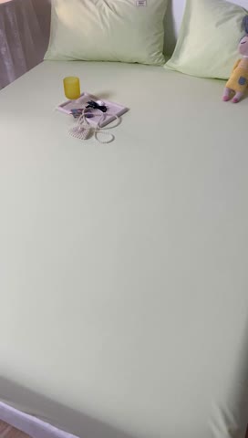 91家纺网 家纺一手货源 找家纺 芬晴 2023新款纯棉水洗棉单层床笠 薄荷绿