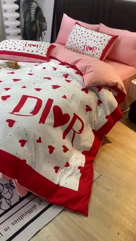 91家纺网 家纺一手货源 找家纺 爵仕 2023新款轻奢简约风全棉四件套 爱心