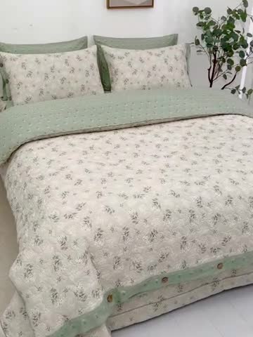 91家纺网 家纺一手货源 找家纺 优乐家纺 2023新款全棉印花绗绣2 四件套 妃子笑