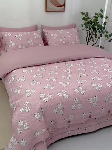 91家纺网 家纺一手货源 找家纺 优乐家纺 2023新款全棉印花绗绣2 四件套 纯净