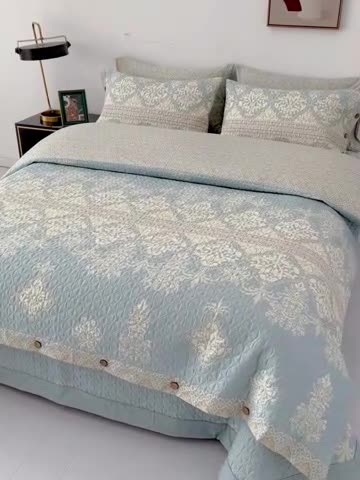 91家纺网 家纺一手货源 找家纺 优乐家纺 2023新款全棉印花绗绣2 四件套 爱西西里