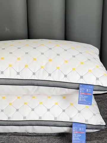 91家纺网 家纺一手货源 找家纺 拾光 2023新款 亲肤磨毛宽边绗绣枕芯满天星立体-中枕700克