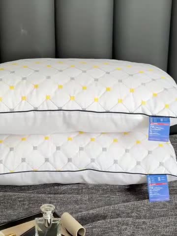 91家纺网 家纺一手货源 找家纺 拾光 2023新款 亲肤磨毛宽边绗绣枕芯满天星单边-高枕600克