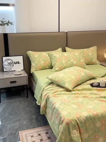 91家纺网 家纺一手货源 找家纺 慕尚 2025新款水洗棉麻夏被四件套 花开半夏