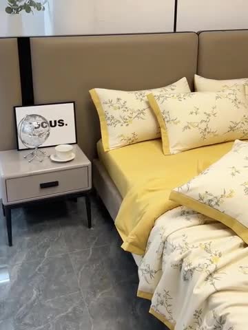 91家纺网 家纺一手货源 找家纺 慕尚 2025新款水洗棉麻夏被四件套 悠然