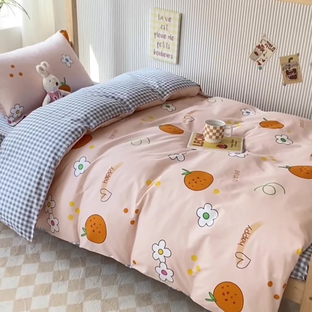 91家纺网 家纺一手货源 找家纺 棉造 13372纯棉学生宿舍上下床套件全棉三件套六件套 甜桔-MZ