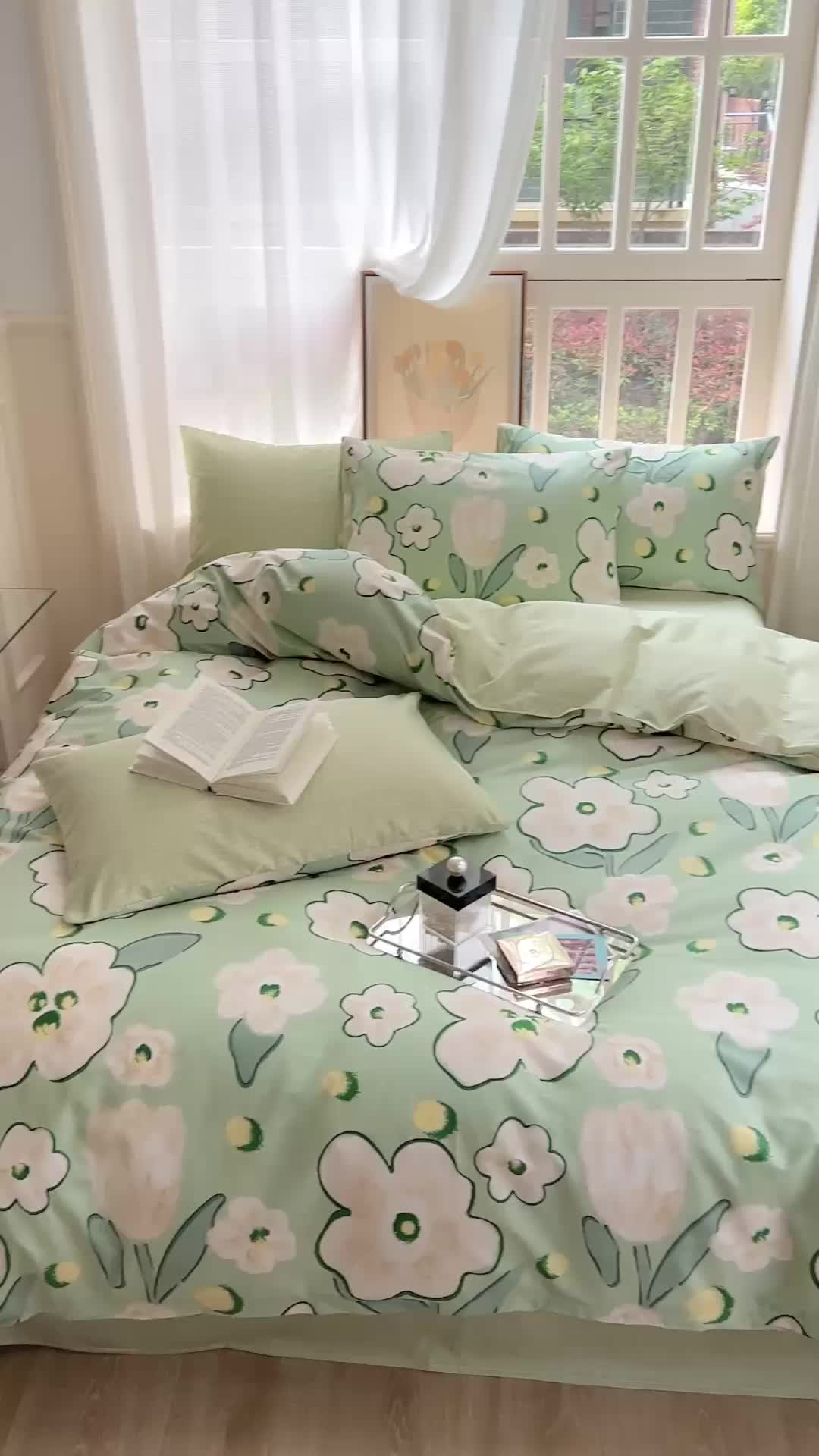 91家纺网 家纺一手货源 找家纺 时年 2023新款全棉优选系列 风格一 绿光森林