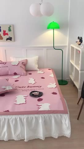 91家纺网 家纺一手货源 找家纺 昔可 2023新款高端数码冰藤席床席款凉席 草莓小兔