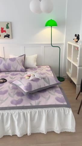 91家纺网 家纺一手货源 找家纺 昔可 2023新款高端数码冰藤席床席款凉席 雾紫郁金香