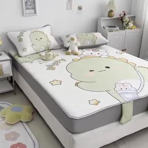 91家纺网 家纺一手货源 找家纺 慕尚 2025新款满天星云感丝工艺席 百变恐龙（床笠款）