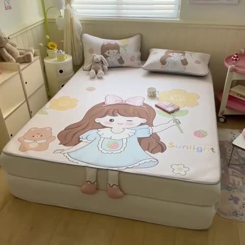 91家纺网 家纺一手货源 找家纺 慕尚 2025新款满天星云感丝工艺席 阳光少女（床笠款）