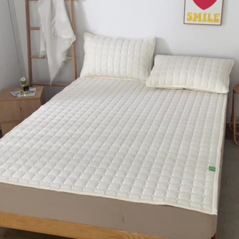 91家纺网 家纺一手货源 找家纺 恋绒家纺 A类原棉抗菌床垫加厚软垫床宿舍褥子单人双人学生垫四季可用 奶油色