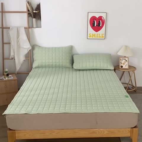 91家纺网 家纺一手货源 找家纺 恋绒家纺 A类原棉抗菌床垫加厚软垫床宿舍褥子单人双人学生垫四季可用 烟豆青