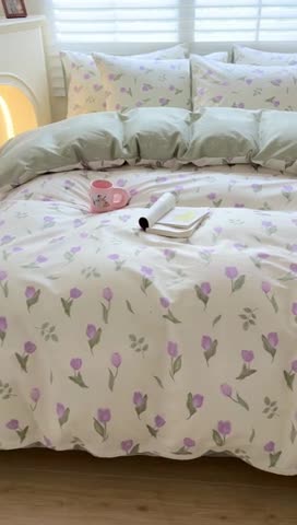 91家纺网 家纺一手货源 找家纺 顾里家纺 2023新款40支13372全棉四季款韩系氛围四件套 梦予幻境