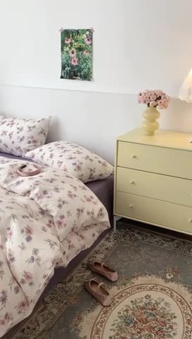 91家纺网 家纺一手货源 找家纺 昔可家纺 2023新款普通款全棉有氧双层纱四件套 烟紫罗蔓