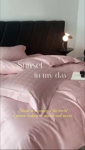 91家纺网 家纺一手货源 找家纺 安莱生活 2023新款 100S纯棉提花四件套 岚烟水月-粉