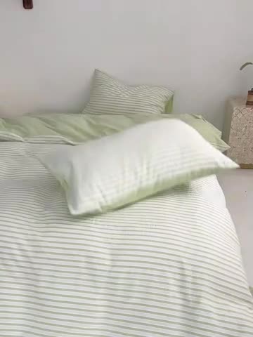 91家纺网 家纺一手货源 找家纺 安莱生活 2023新款 爆款水洗棉提花锦瑟基础款四件套 锦瑟基础款-嫩绿