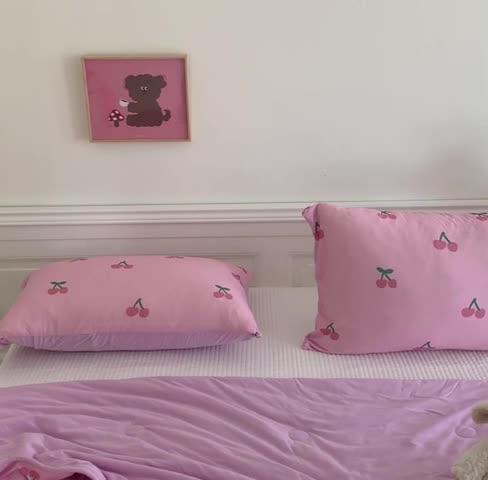 91家纺网 家纺一手货源 找家纺 星期八 2023新款卡通宝宝棉大豆夏被-第二批 樱桃