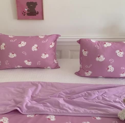 91家纺网 家纺一手货源 找家纺 星期八 2023新款卡通宝宝棉大豆夏被-第二批 波比象粉