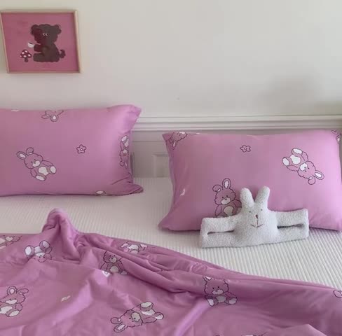 91家纺网 家纺一手货源 找家纺 星期八 2023新款卡通宝宝棉大豆夏被-第二批 抱枕兔