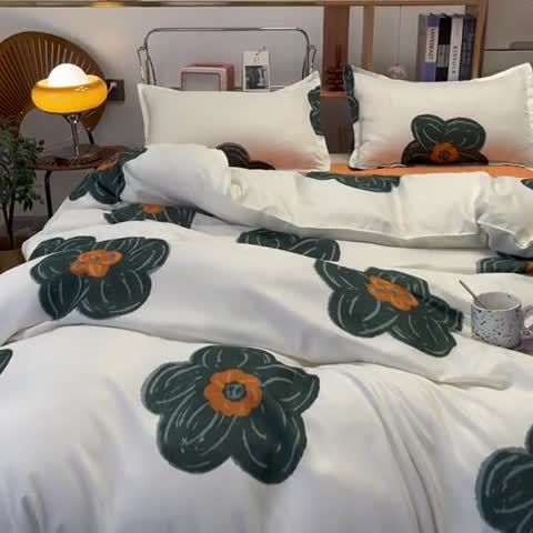 91家纺网 家纺一手货源 找家纺 宏源家纺 2023新款芦荟棉亲肤四件套 香榭丽