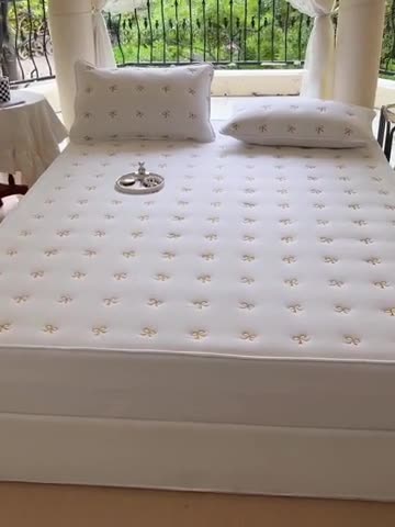 91家纺网 家纺一手货源 找家纺 尊康家纺（原磊科） 2024新款亲肤奶昔棉抗菌夹棉床笠-蝴蝶结系列 蝴蝶结-珍珠白