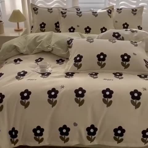 91家纺网 家纺一手货源 找家纺 棠颂 2023新款高克重加厚植物羊绒斜纹磨毛四件套 半夏