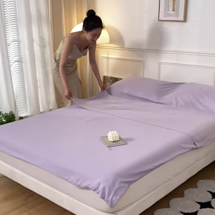 91家纺网 家纺一手货源 找家纺 慕澄2023新款水洗棉纯色酒店隔脏旅行睡袋 睡袋-葡萄紫