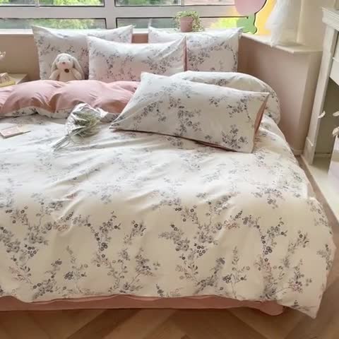 91家纺网 家纺一手货源 找家纺 柠馨 2023新款13376可爱系列全棉印花四件套 慕梅