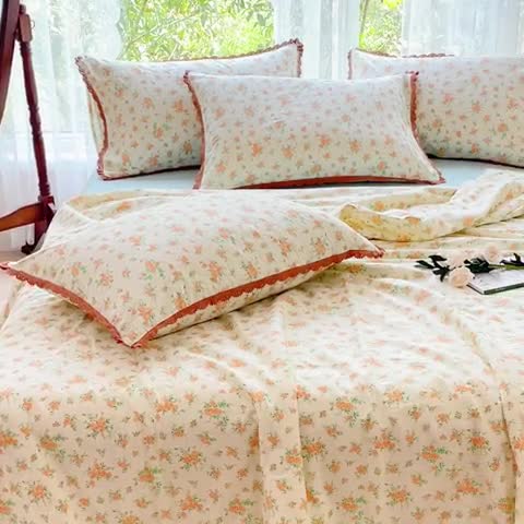 91家纺网 家纺一手货源 找家纺 千朵 2023新款全棉大豆夏被四件套 依恋