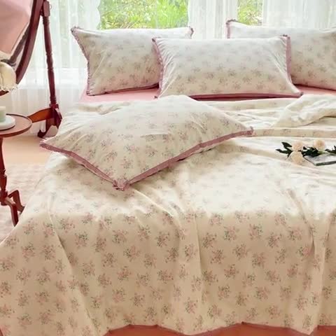 91家纺网 家纺一手货源 找家纺 千朵 2023新款全棉大豆夏被四件套 小欢喜