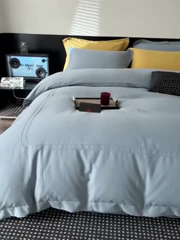 91家纺网 家纺一手货源 找家纺 艾莱家纺 2023新款A类长绒棉水洗80提花埋线工艺款四件套艾华仕雾兰