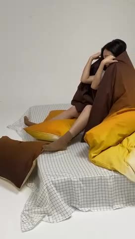 91家纺网 家纺一手货源 找家纺 朵希曼 2026新款全棉渐变色系列四件套 落日