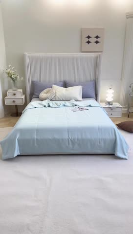 91家纺网 家纺一手货源 找家纺 安莱生活 2023新款天丝夏被香格里拉极简系列夏被 清新绿