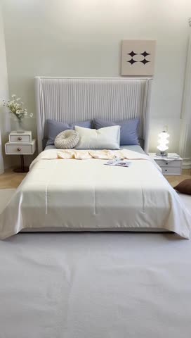 91家纺网 家纺一手货源 找家纺 安莱生活 2023新款天丝夏被香格里拉极简系列夏被 奶昔黄