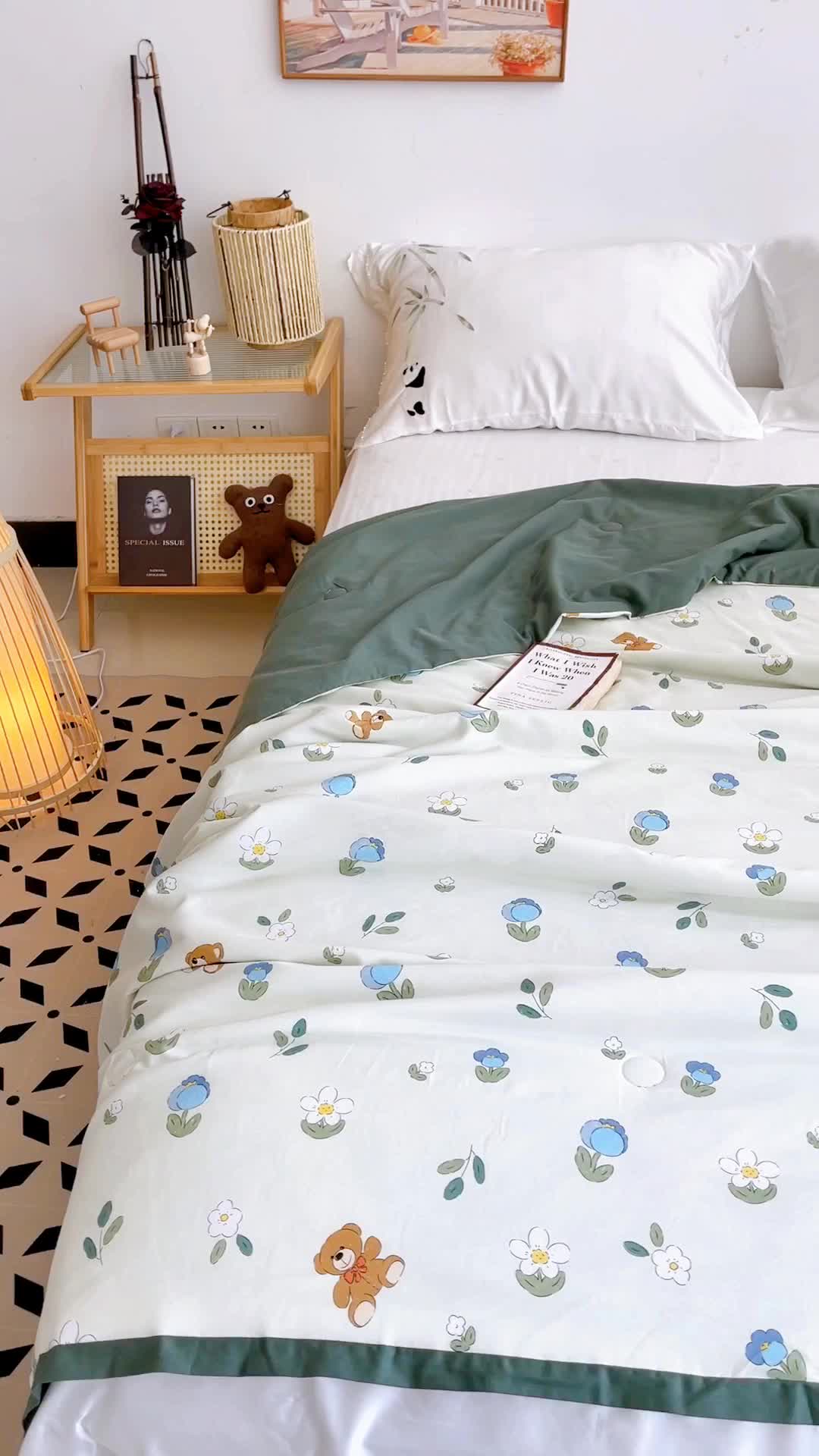 91家纺网 家纺一手货源 找家纺 （总）蓝庭云小棉天丝棉凉感小清新夏凉被卡通可机洗亲肤空调被双人被