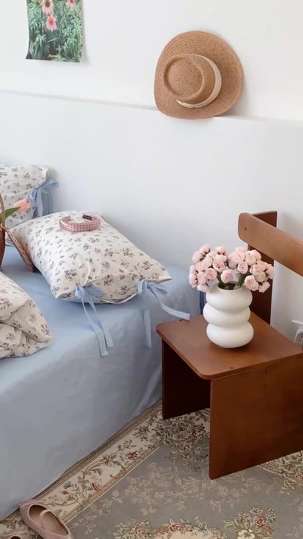 91家纺网 家纺一手货源 找家纺 昔可家纺 2023新款全棉蝴蝶结枕套普通款四件套 西西里碎花