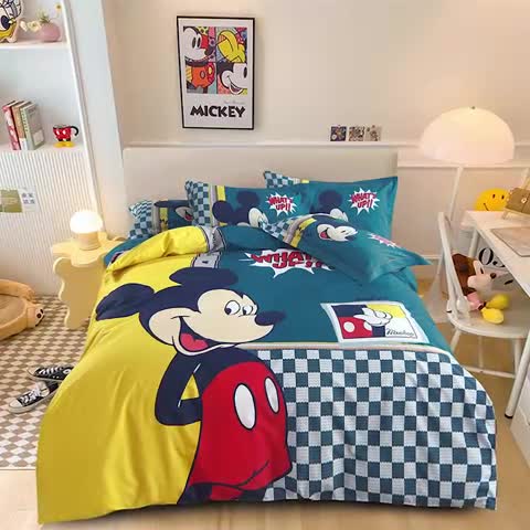 91家纺网 家纺一手货源 找家纺 OL家纺 2023新款迪士尼全棉四件套 奇幻米奇