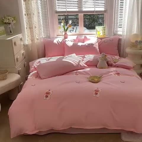 91家纺网 家纺一手货源 找家纺 （总）丝印良品 2023新款专版水洗棉麻毛巾绣四件套