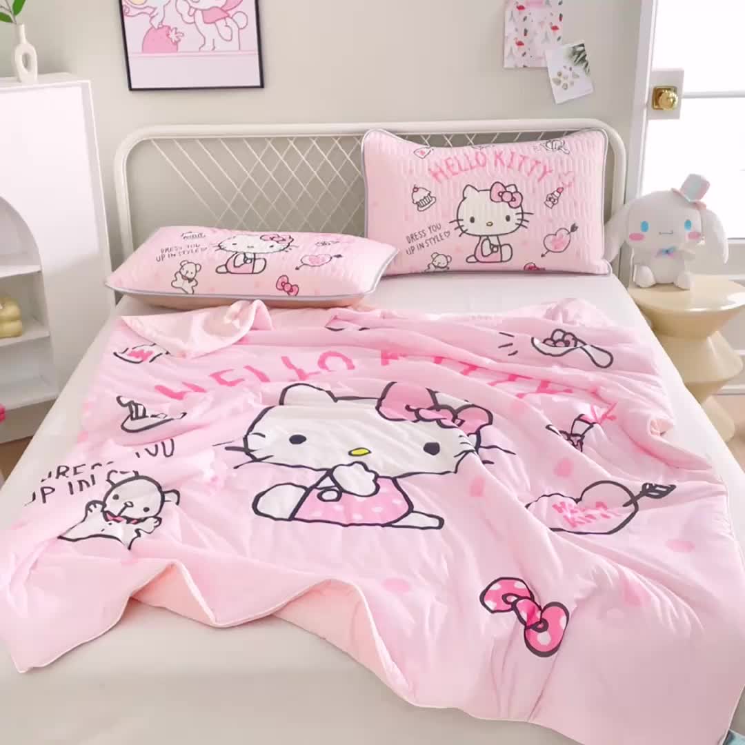 91家纺网 家纺一手货源 找家纺 蘭菲家纺 2023新款三丽欧凉感系列夏被 甜心KT