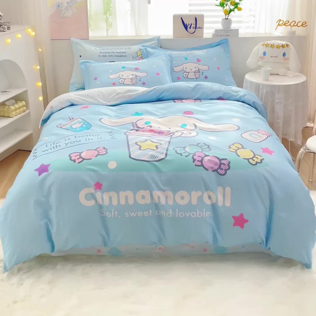 91家纺网 家纺一手货源 找家纺 蘭菲家纺 2023新款全棉大版卡通四件套 奶茶来了